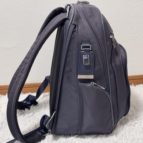 Tumi Arieve Kingsford Backpack Rucksack Leather Navy 25181NVY From Japan - Picture 4 of 11