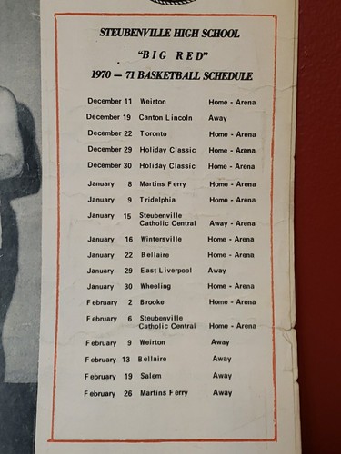 1971 Steubenville High School Basketball Program BIG RED V Wheeling High School - Picture 2 of 9