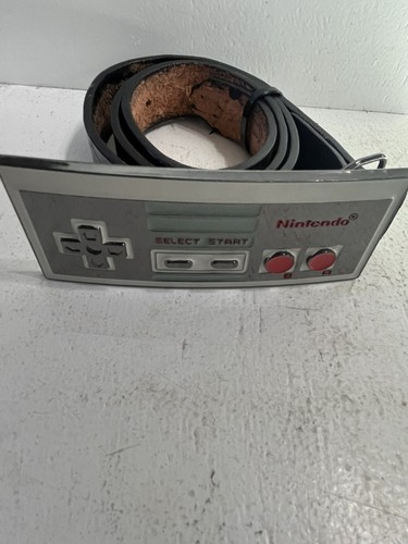 - 2010 Nintendo Belt Buckle On Stamped Leather Belt Waist 28-32 - Picture 4 of 7