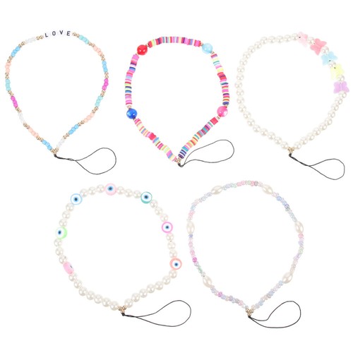 5 sztuk Smycz do telefonu komórkowego Pearl Chain Koraliki Charms Pasek Nadgarstek - Zdjęcie 3 z 12