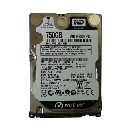 Western Digital 750GB Laptop Hard Drive 2.5 inch HDD 7200 RPM WD7500BPKT - Picture 1 of 4