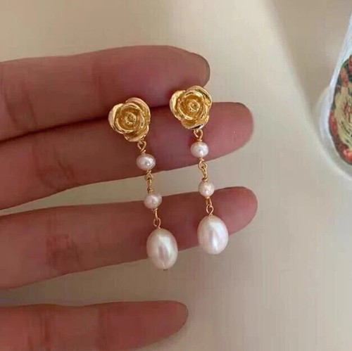 Genuine Dainty AAA Natural South Sea White Pearl Dangle Earrings 14k Gold P - Picture 5 of 5