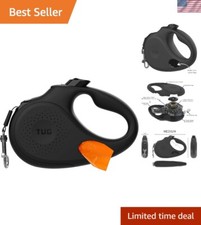 Compact 16 ft Retractable Dog Leash in Black with Integrated Waste Bag Dispenser