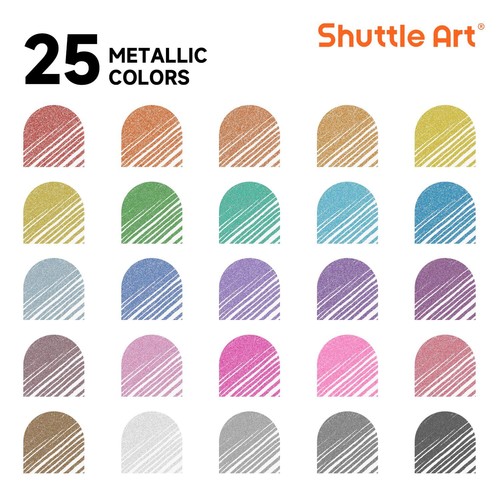 50 Pack Metallic Gel Pens, 25 Metallic Gel Pens Set with 25 Refills - Picture 8 of 8