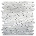 C79XH Carrara Marble Bamboo Random Strip Tile Heavy Rain Mosaic Honed Venato