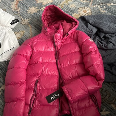 NEW- GUESS Puffer Jacket Removable Hood, 119RN716, Men's Size Medium $225 Nwt