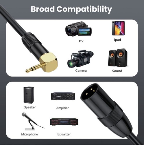 Cable de extensión de audio estéreo XLR macho a conector de 3,5 mm TRS macho en ángulo - Imagen 8 de 8