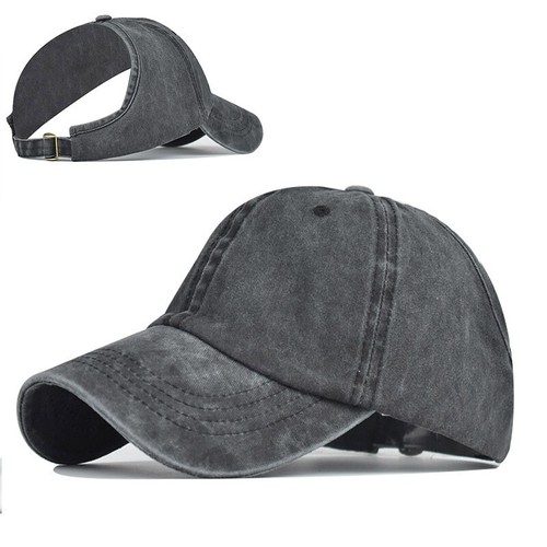 Women Ponytail Hat Half Top Baseball Ball Cap Adjustable Stonewash Cotton HOT - Picture 5 of 18