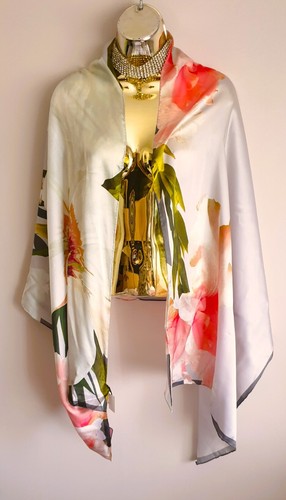 Bnwt Ted Baker "Caniaa" Chatsworth Bloom Long Silk Scarf *Dress Bag Shoes Listed - Picture 2 of 11