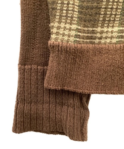 RRL RALPH LAUREN men's 90s knit cardigan size M brown check pattern USED - Picture 4 of 7