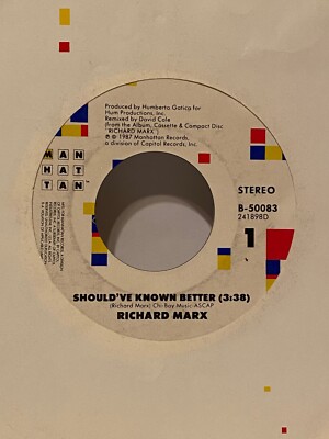 Richard MARX: Should've Known Better / Rhythm of Life 7'' 45 RPM Man Hat Tan NM+-