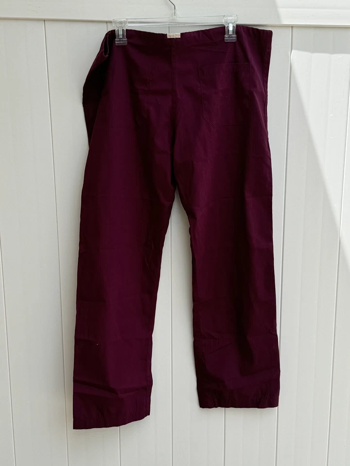 EWC Medical Scrub Pants SPAS WI Dark Plum, Tan Drawstring Medium - Image 2 of 3