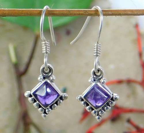 Orecchini in argento ametista, pendenti a goccia viola sfaccettati gioielli i... - Foto 3 di 37