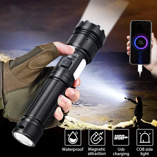 Linterna LED 1000000 Lúmenes Recargable COB Luz de Trabajo Linternas 800 Metros - Imagen 1 de 18