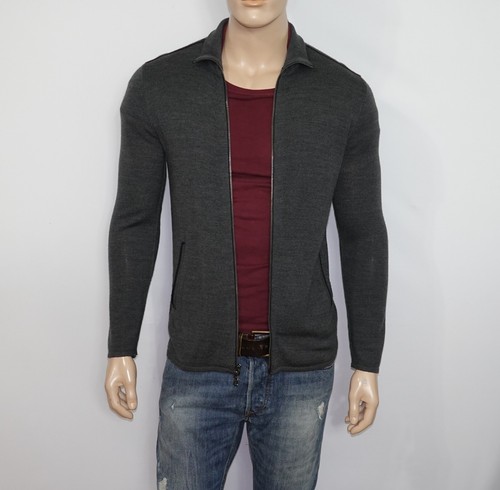 John Varvatos Turtleneck Long Sleeve Cardigan in Grey Size Medium Wool Blend - Picture 11 of 15