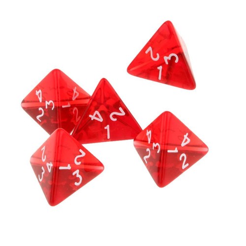 Pack of 5 Acrylic 4-sided Dices D4 Triangle Dice Roleplaying Games Parts - Picture 7 of 7