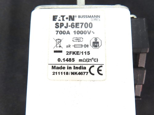 Fusible Eaton SPJ-6E700 Bussmann 2FKE/115 AR 700A 1000V NUEVO - Imagen 2 de 10