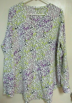 SU22 LIZ CLAIBORNE WOMENS MULTI BLOUSE LG SLEEVES SZ L