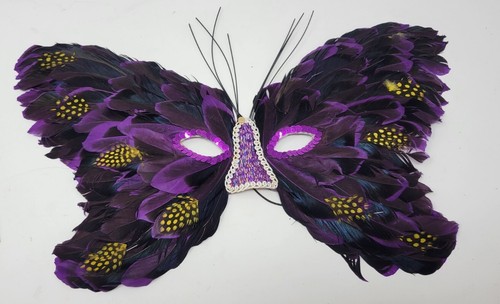 Feathered Green & Black Mask - MARDI GRAS MASQUERADE PARTY EYE MASK - HALLOWEEN - Picture 5 of 5