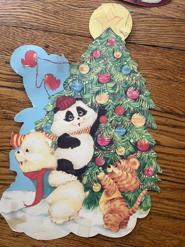 Vintage "6" Santa Christmas Cardboard Die Cut Hanging Wall Décor Decoration - Picture 7 of 12