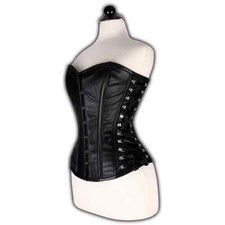 New Women's Leather Steel Boned Waist Trainer Buckle Heavy Duty Over bust Corset