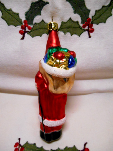 Christborn mundgeblasenes Glas Ornament alte Welt Weihnachtsmann mit Sack Spielzeug Deutschland 6 Zoll - Bild 2 von 5