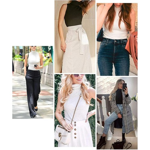 Sexy Ribbed Sleeveless Mock Neck Turtleneck Shape Tank Top Stretch Shirt Summer - Picture 10 of 20