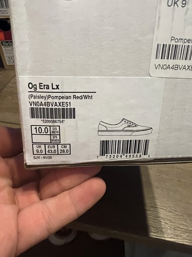 Vans OG ERA LX Paisley Pompeian Red White Brand New Size 10 VN0A4BVAXE51 - Bild 6 von 6