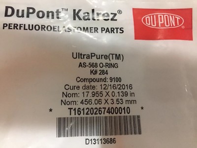 KALREZ SAHARA K# 136 COMPOUND 8575UP O-RING AS568A NOMI 2X2-3/16IN X 16 X 3/32IN KALREZ SAHARA K# 136 COMPOUND 8575UP O-RING AS568A NOMI 2X2-3/16IN X 16 X 3/32IN