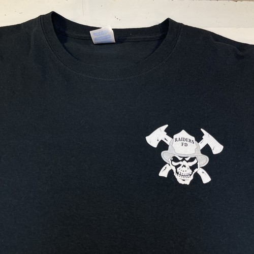 NUOVA T-SHIRT Las Vegas Raiders Nation FIRE DEPT stile pompiere teschio taglia uomo XL - Foto 3 di 5