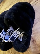 UGG Australia Women Fluff Yeah Slide Black Sandals US Size 8