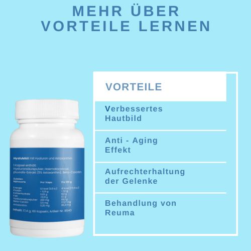 Hyalu Max - Anti Aging formüllü Hyaluronik Asit Kapsül yüksek dozda Alman Ürünü - Bild 6 von 6