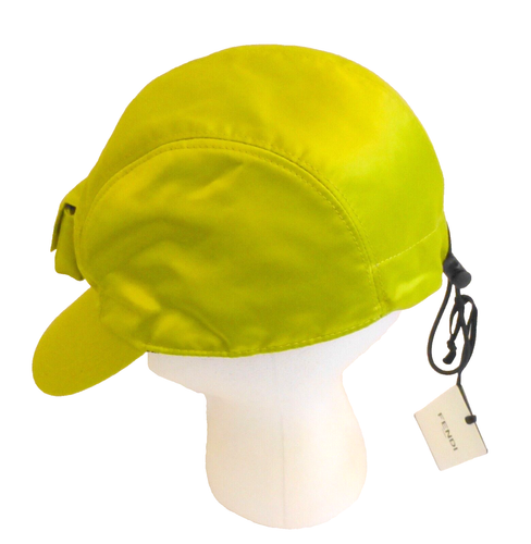Fendi Baseball Cap NWT Unisex Logo Acid Green Shiny Fabric Adjustable Hat $920 - Picture 7 of 13