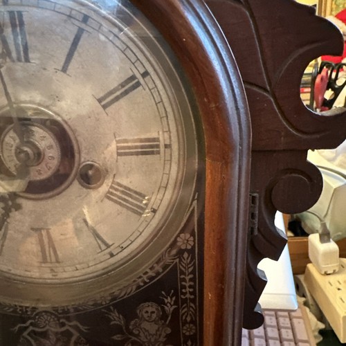 Antique E.N. Welch Wood Parlor Winding Clock 1880s 22” X 12” (No Key) - Imagen 4 de 23