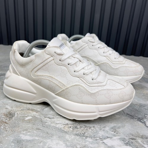 Gucci Rhyton GG Sneakers Monogram Pelle Bianca 8 US o 38 EUR_ - Foto 5 di 17