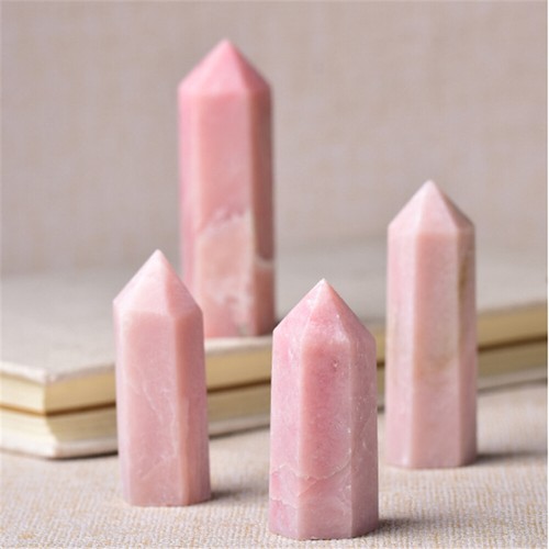 1PC Natural Pink Opal Tower Point Quartz Crystal Obelisk Wand Healing Gemstone - Picture 3 of 10