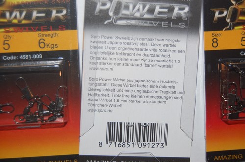 3 packs spro power stainless steel swivels interlock snap #8 6kg(13lb) 4581-008 - Picture 3 of 3