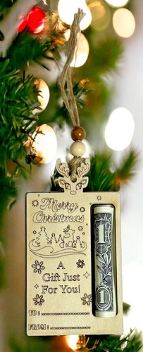 Christmas Gift Card Money Holder - Christmas Ornament Gift - Laser Cut Engraved - Picture 4 of 14