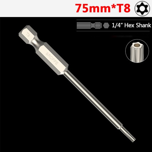 50/75/100/150mm TORX Screwdriver Bit Set T5/6/8/10/15/20/25/30/40 1/4" Hex Shank - Picture 28 of 56
