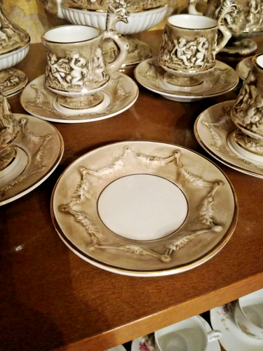 ANTIKES SECHSER SERVICE, PORZELLAN CAPODIMONTE EPOCHE 1900 - Bild 8 von 12