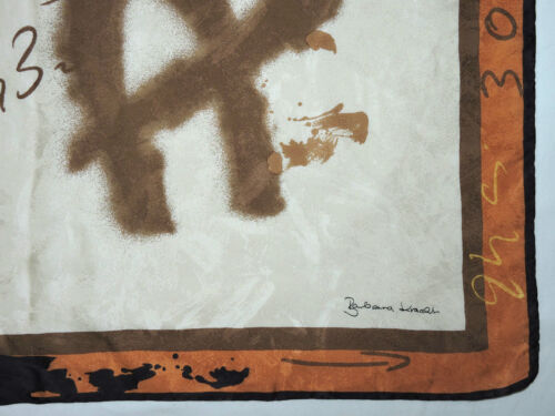 π¨ Vintage BARBARA KRACHT Silk Scarf β 32" Abstract Urban GRAFFITTI Art Earth To - Picture 5 of 7