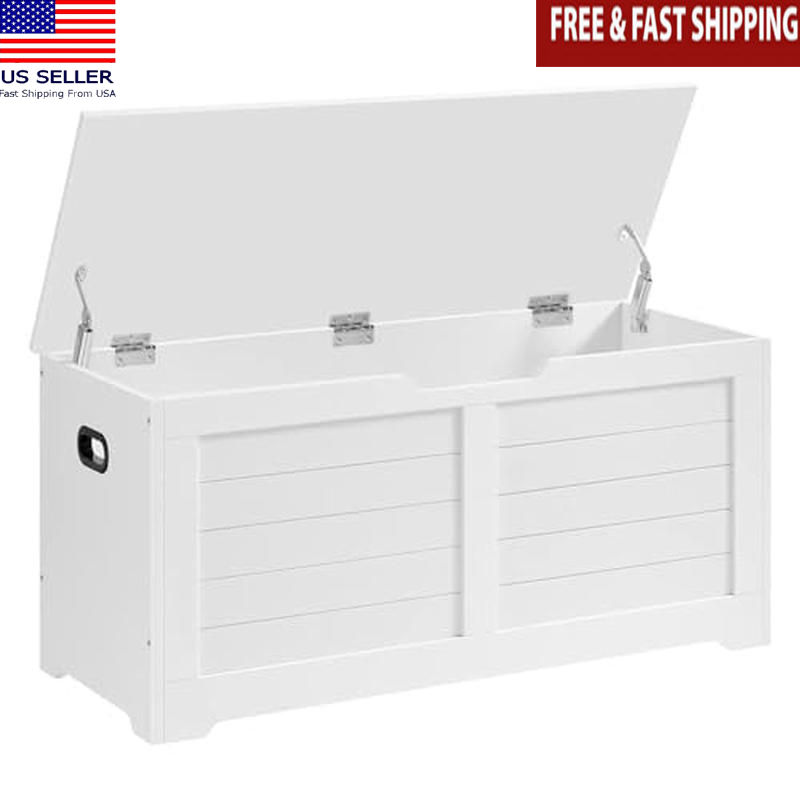 Large Storage Bench W/ Safety Hinges Entryway Living Room Organization New