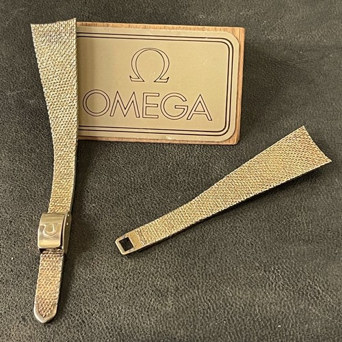 Damas Omega 10K malla llena de oro década de 1950 reloj pulsera 15mm extremos curvos - Imagen 2 de 7