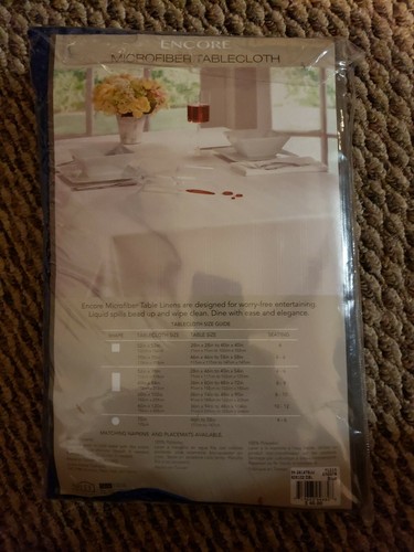ENCORE MICROFIBER TABLECLOTH 60 X 102 Blue - NEW - SPILL PROOF WIPES CLEAN - Picture 2 of 2