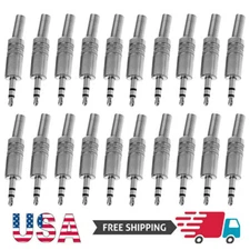 20Pcs 3.5mm 1/8" Stereo Male Audio TRS Plated Jack Plug Adapter connector ++