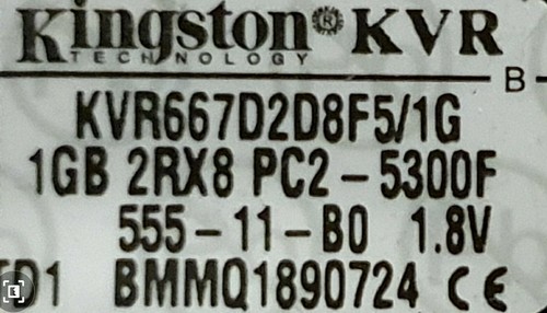 4GB  Kingston KVR667D2D8F5/1G PC2-5300F 667MHz ECC 240-Pin Fbdimm Server Memory - Foto 2 di 2