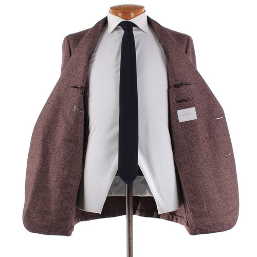 Samuelsohn NWT Wool / Cotton / Silk Sport Coat Size 42L US In Browns Plaid - Picture 6 of 11