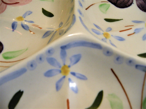 Vintage 1940s BLUE RIDGE POTTERY "Irresistible" Floral Martha Trefoil Snack Tray - Picture 6 of 8