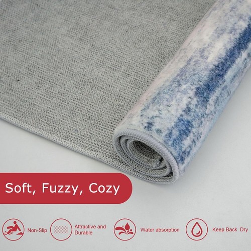 KOZYFLY Modern Abstract Area Rugs Washable Kitchen Runner Non-Slip Entryway Rugs - Picture 6 of 10