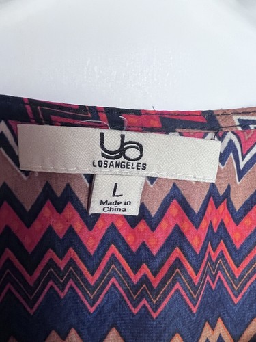 Ya Los Angeles Women’s Dress Sz L Multicolor Chevron 3/4 Sleeves Pullover Tunic - Picture 3 of 6